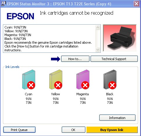 Reset Printer Epson T13x